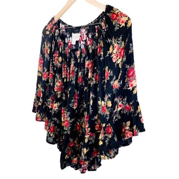 RALPH LAUREN DENIM & SUPPLY Black Red Floral Ruffle Blouse Top – Medium - Picture 6 of 12